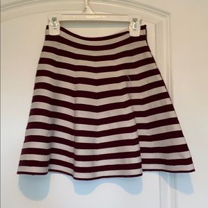 burgundy and white stripped skirt